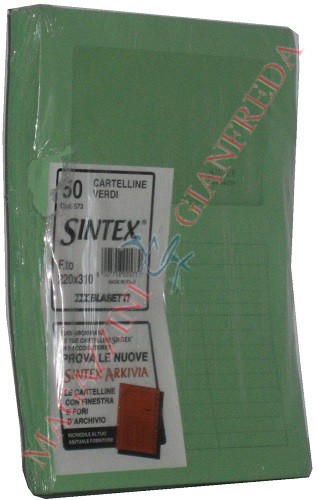 CARTELLA CON FINESTRA SINTEX BLASETTI CM. 22X31 VERDE. CONF. 50 PZ.